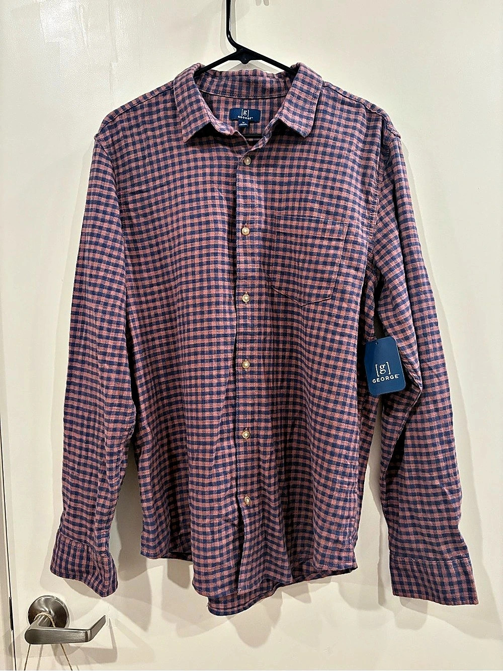 George Men's Checkered Shirt in Blue & Pink Size Medium NWT
